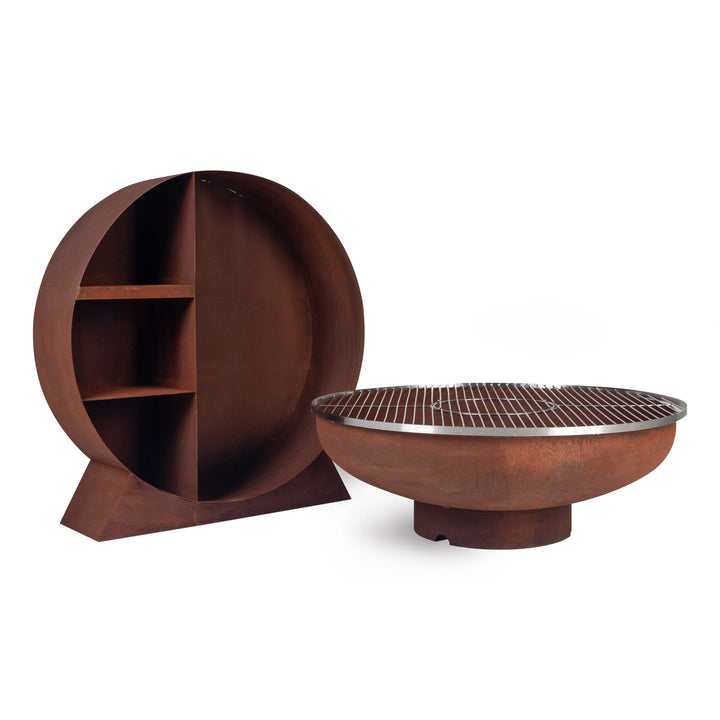 Harlo Original Bundle - 100cm Fire Pit, Grill &amp; Wood Storage
